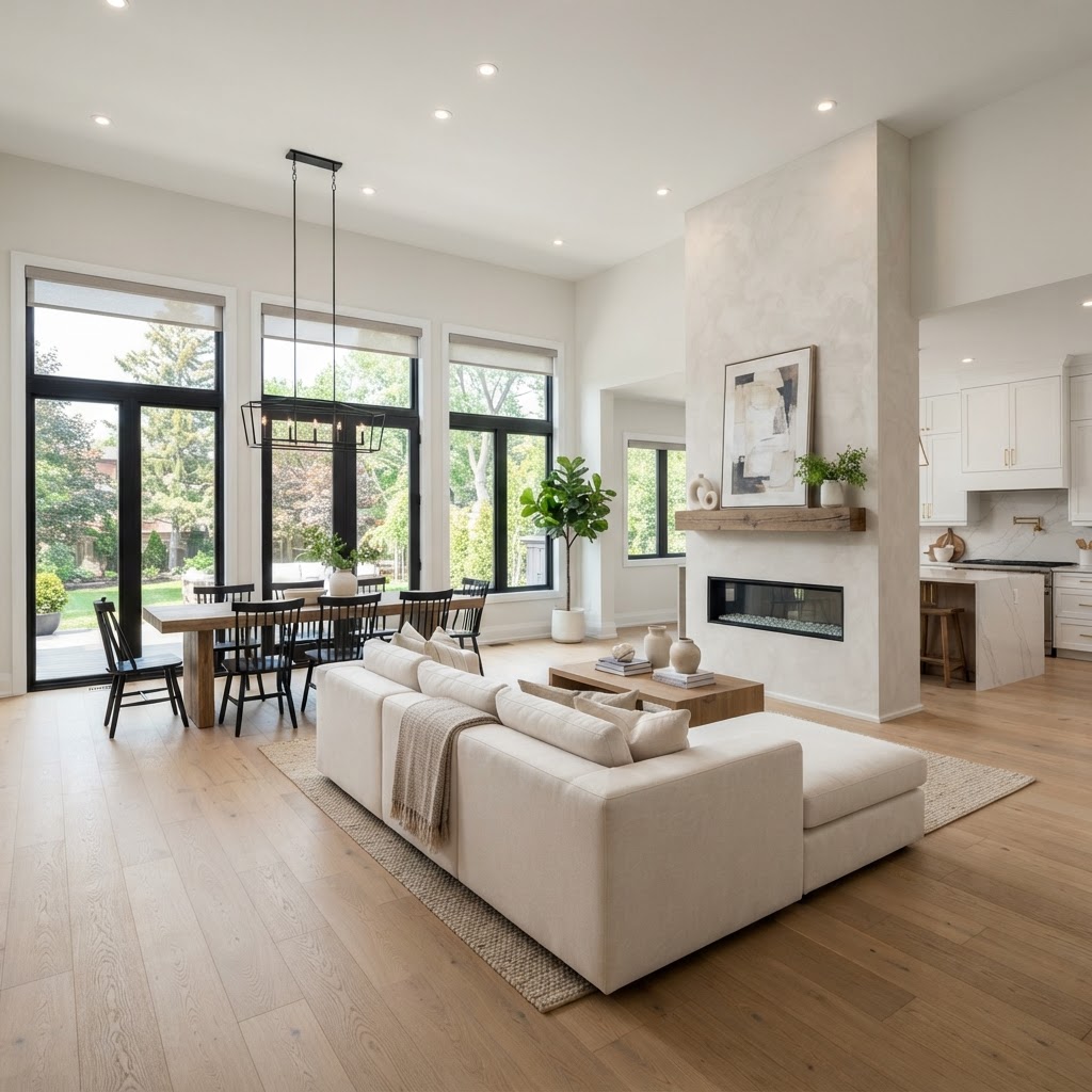 Sunlit modern home interior